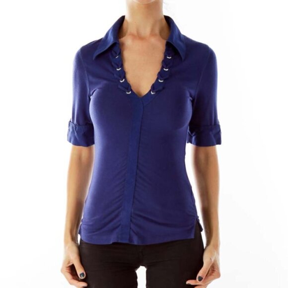 Karen Millen Tops - Karen Millen Navy V-neck Top